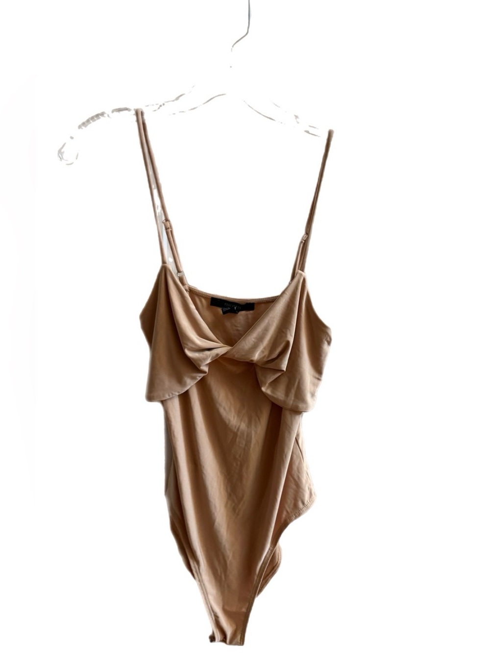 Forever 21 Beige Satin Twist-Front Bodysuit